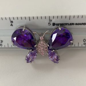 Vintage Crystal Butterfly Brooch, Violet / Purple / Pink, Estate Costume…